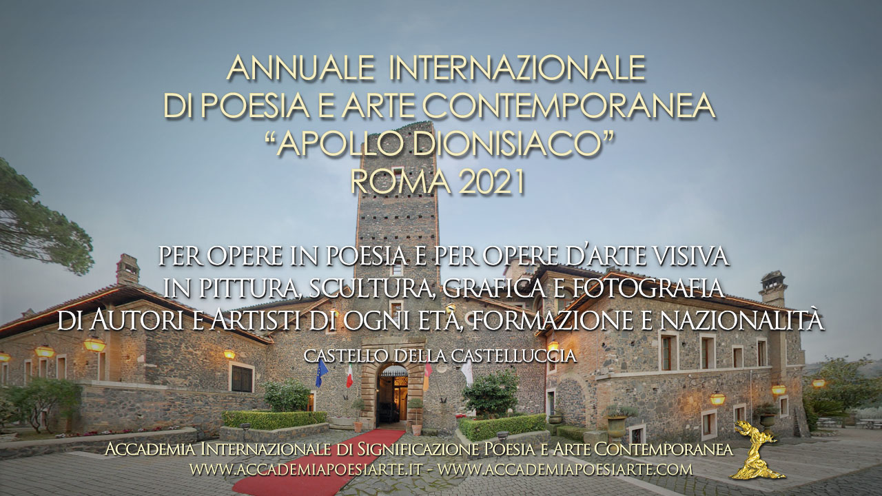 Annuale Internazionale Apollo dionisiaco Roma 2021 invita poeti e artisti a celebrare il senso della bellezza